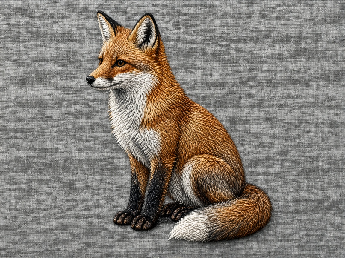Wildlife fox fill embroidery study