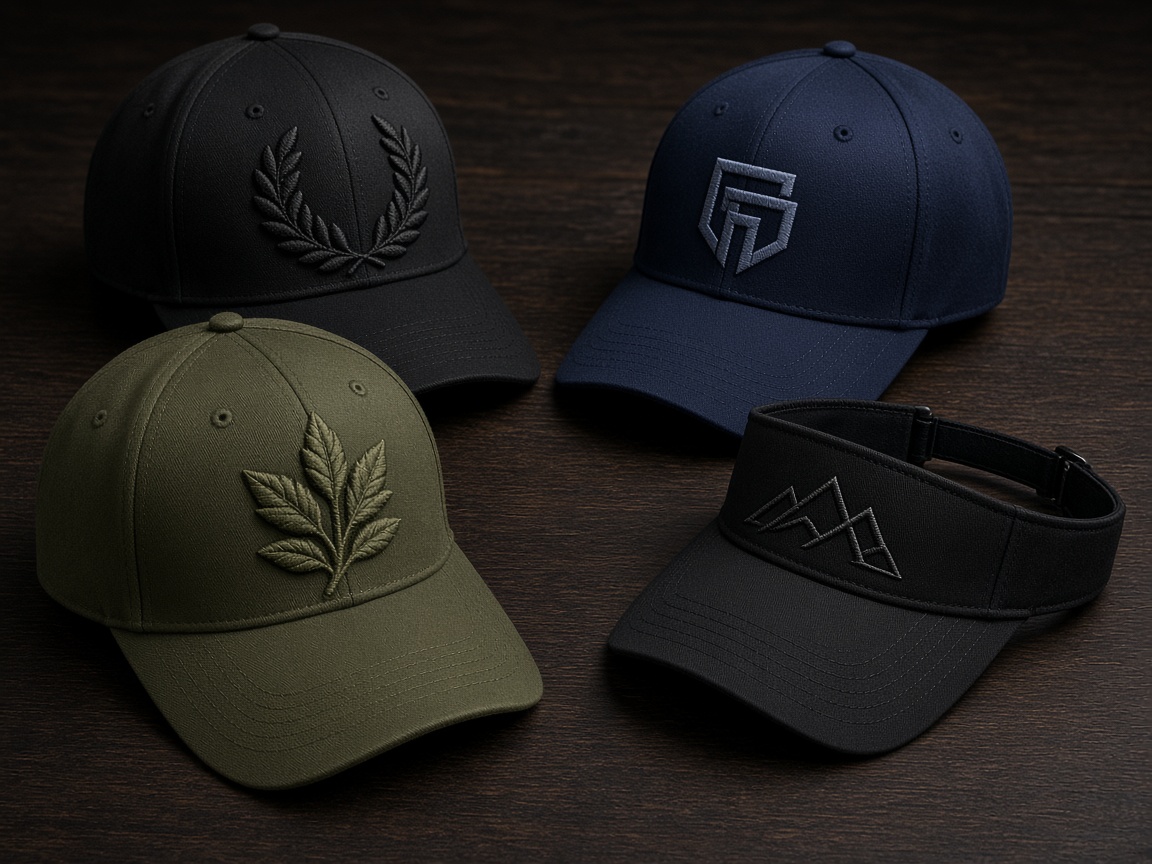 Structured baseball caps with embroidered and 3D puff fronts