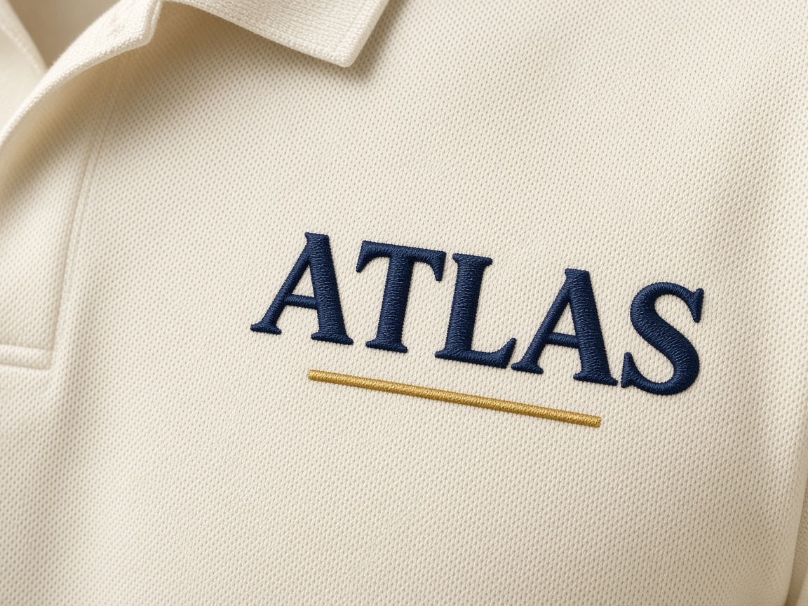 ATLAS satin wordmark logo digitizing sample